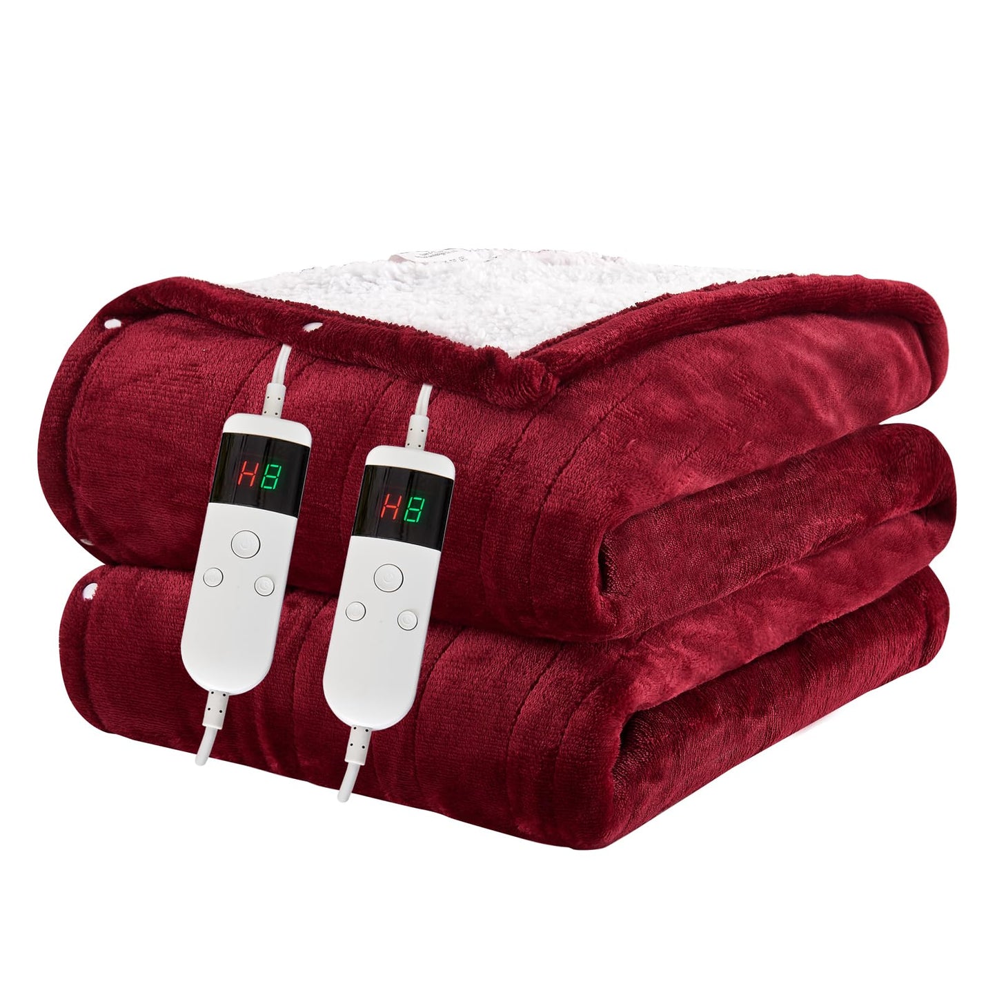 Electric Blanket Heated Throw, Soft Flannel Heating Blanket with 8 Hours Auto Off 10 Fast Heating Levels Machine Washable Sherpa Heated Blanket with Overheating Protection