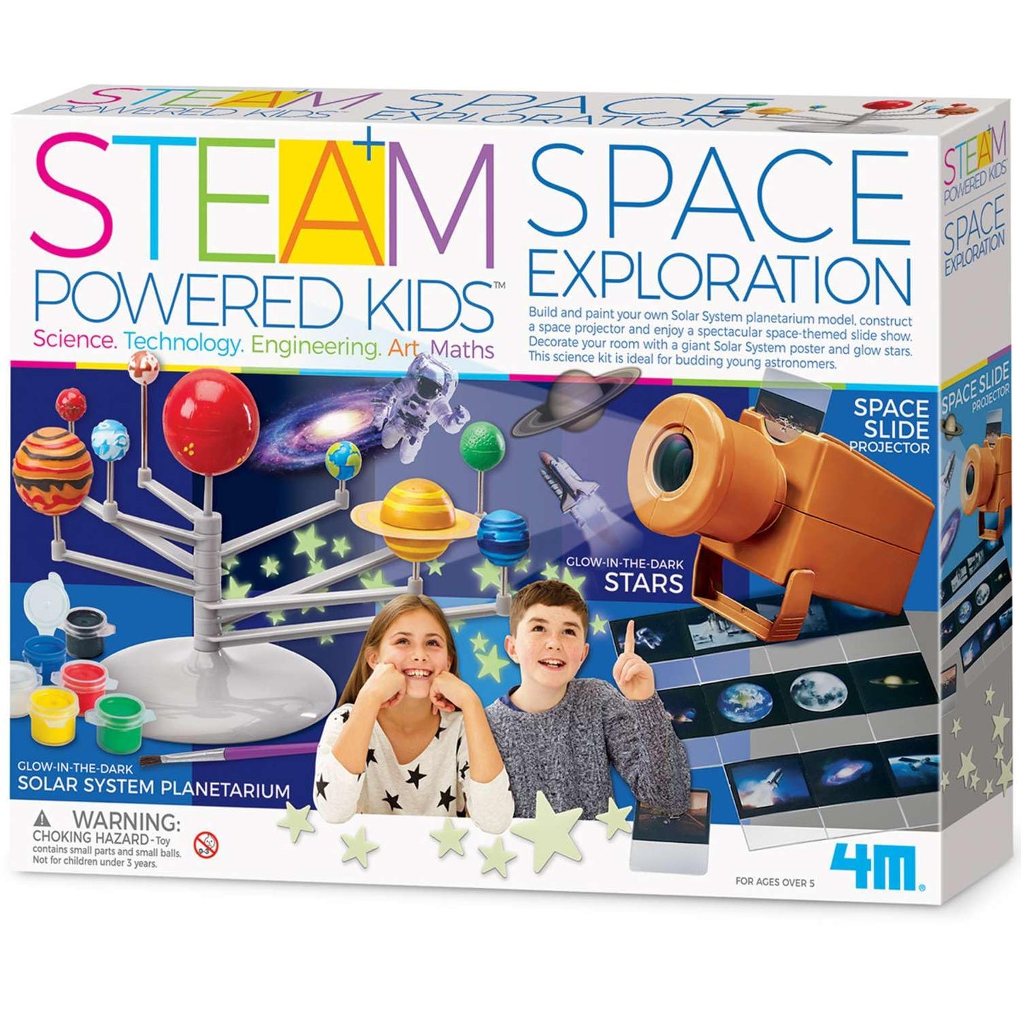 4M - STEAM Space Exploration - Build & Paint Solar System Planetarium Model, Assemble Space Toys Projector with Slides, Includes Glow Stars & Poster - Educational Science Planet Toys Kit, Kids Ages 5+