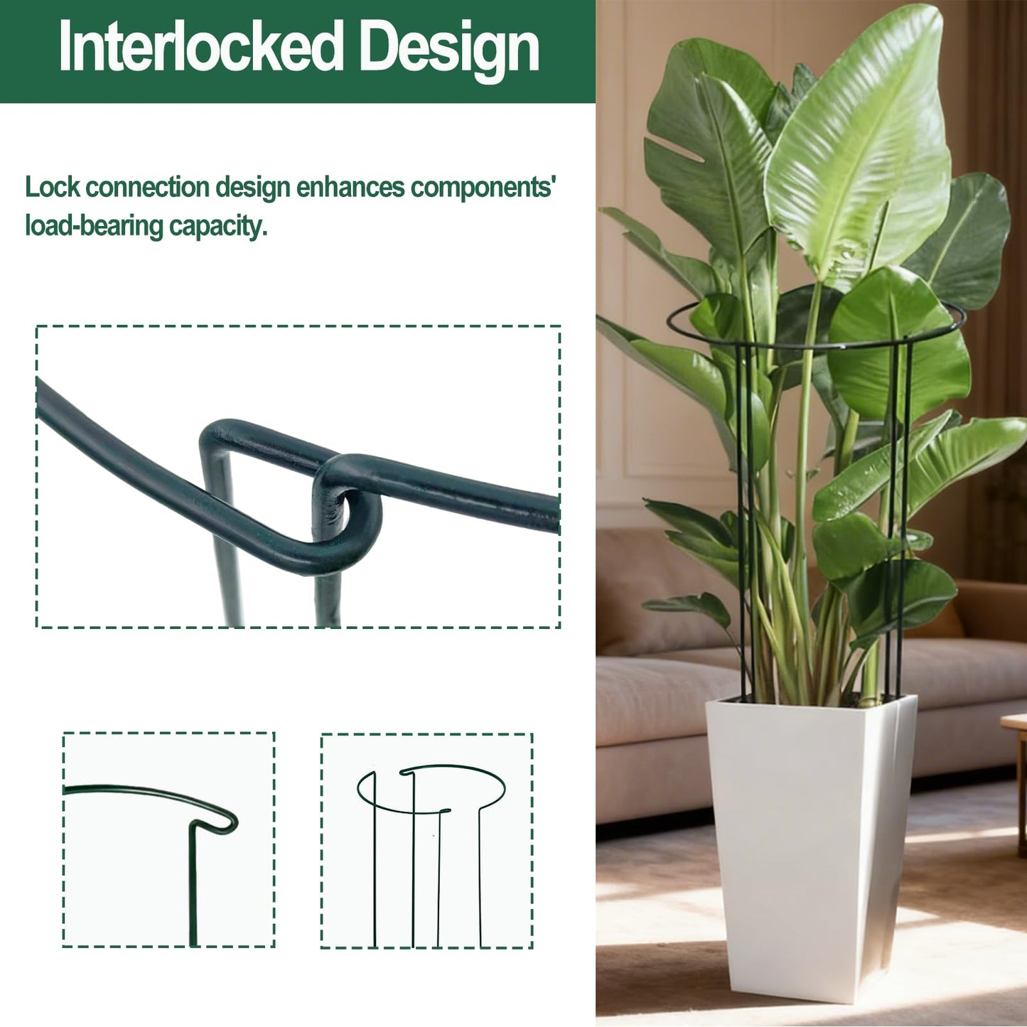 Tiuire 24in Tall Heavy-Duty Plant Support Stakes, 12 Pack Adjustable Peony Cages & Supports for Outdoor Plants, Large Garden Plant Stakes for Peony, Tomato