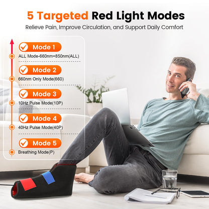 LIGHTIUM Red Light Therapy for Feet – FSA Eligible HSA Infrared Light Therapy Foot Wrap with 660nm Red & 850nm Near Infrared LEDs, Heat Therapy & Timer for Neuropathy, Joint, Ankle, Heel & Daily Foot Pain Relief(Corded)