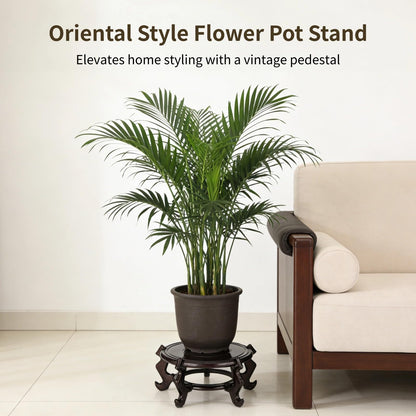 Toyosport 10 in Plastic Plant Stand, Flower Pot Display Base for Indoor Vase, Chinese Fishbowl Planter Pedestal, Round Reddish Brown Finish Furniture Stool for Potted Plants Indoor Outdoor