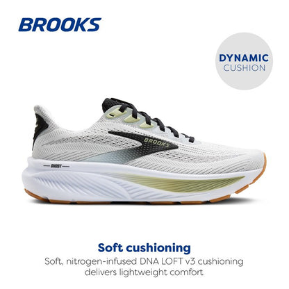 Brooks Men’s Ghost 17 Neutral Running Shoe - White/Black/Tea - 15 Medium
