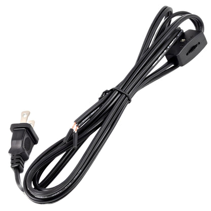 SPT-2 Lamp Cord with Inline Switch and Plug – 6ft 18AWG 6A 125V Replacement Wire with Pre-Stripped Ends, for Table Lamps, Floor Lamps, Wall Sconces, Himalayan Salt Lamps, DIY Lighting Repairs – Black