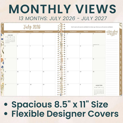 bloom daily planners 2026-2027 (8.5" x 11") Academic Year Day Planner (July 2026 - July 2027) - 13 Months Weekly & Monthly Agenda Organizer with Stickers & Tabs - Whimsical Wildflowers