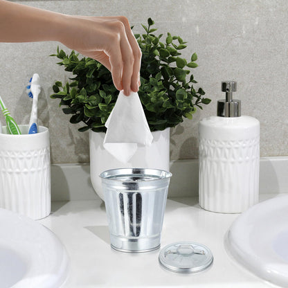 IMIKEYA 3pcs Mini Metal Trash Can: Desktop Mini Trash Cans with Lid 3. 5 * 3. 7 Inch Small Garbage Cans Cute Flowerpots Small Trash Can for Desk Storage Bin with Lids for Special Party Favors