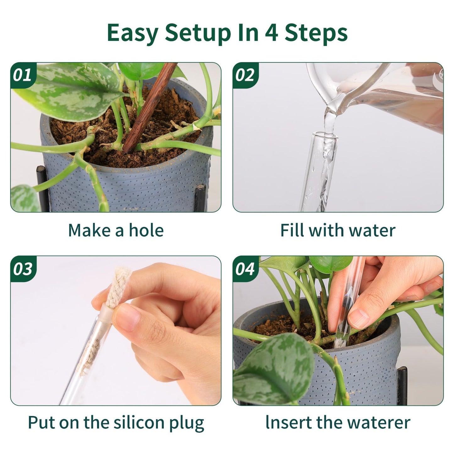 Soilagua 13 oz Up to 2 Weeks Extra Large Plant Self Watering Globes, Light Iridescent Glass Water Bulb Indoor, Plant Waterer Self-Watering Stakes, Perfect Gardening Gifts, 4 Pack