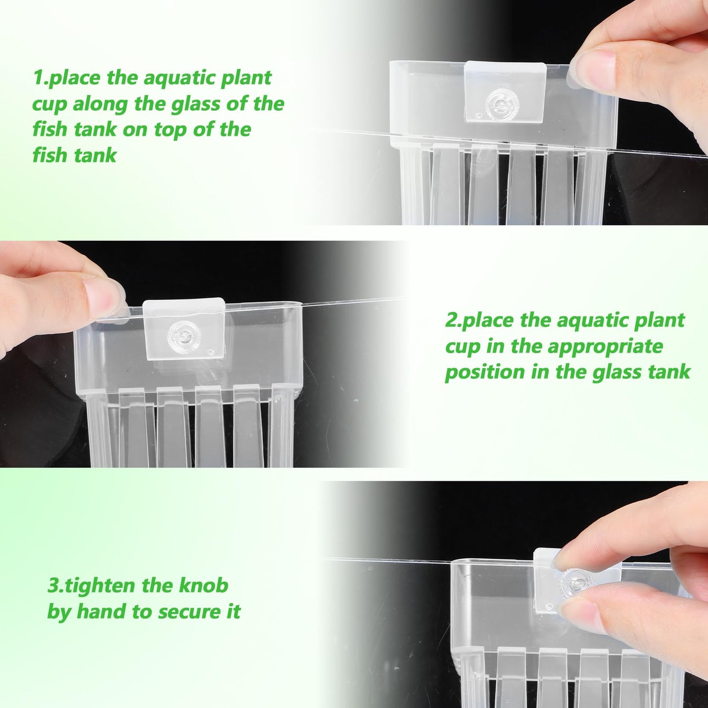 6 Pcs Aquarium Plant Holders, Hanging Aquatic Planter Cups with Hole, Adjustable Acrylic Fish Tank Plant Pot, Aquarium Plant Holder for Fish Tank Aquaponic Plant Cultivation and Aquascape Decorations