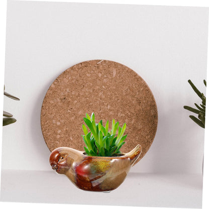 Happyyami Creative Ceramic Succulent Planter Pot with Bird Design Small Indoor Decorative Flower Pot for Succulent Planting and Home Gardening Gift for Garden Lovers
