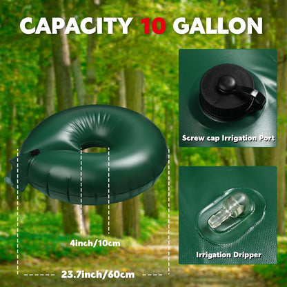 Foaincore 6 Pcs 10 Gallon Heavy Duty Tree Watering Ring PVC Drip Irrigation Deep Tree Root Watering Bag Round Trees Slow Release Water Pouch Planting Drip Irrigation Rings for Gardening Supply(Green)