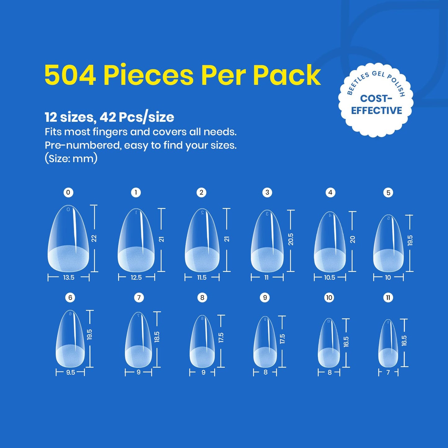 Beetles Gel Nail Kit Short Almond, 240Pcs Easy Nail Extension Set Shaped Clear Tips with 5 in 1 Nail Glue Base & Top Coat and Mini UV Lamp, Nail Tips Art Acrylic Nail Kit Gifts for Women