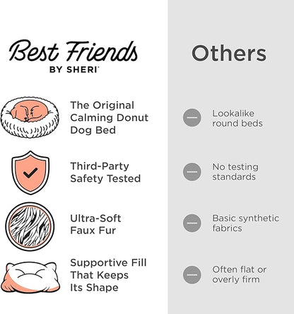 Best Friends by Sheri The Original Calming Donut Dog Bed – Washable Plush Pet Bed for XXL Breeds up to 210 lbs, Shag Faux Fur, Taupe, XXL (54" x 54")