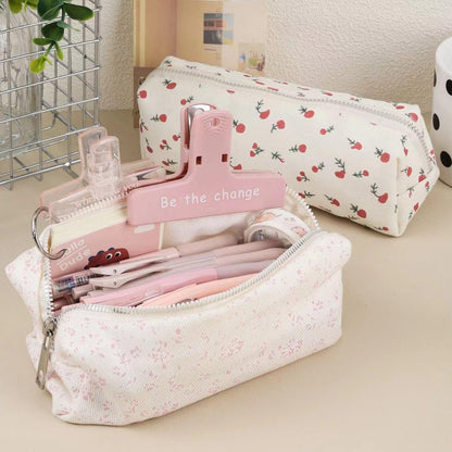OZAOZ Cute Pencil Case Aesthetic Student Pencil Pouch Coin Pen Pouch Cosmetic Bag Office Stationery Organizer For Kids Teen School (Z-Blue floral)
