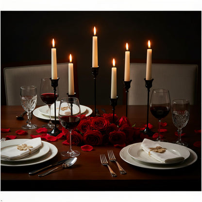 Black Taper Candle Holders Set of 6, 3 Height Metal Candlestick Holders, Detachable with Non-Slip Pads, Base 2.8 in, Fits Standard Taper Candles, for Table Centerpieces