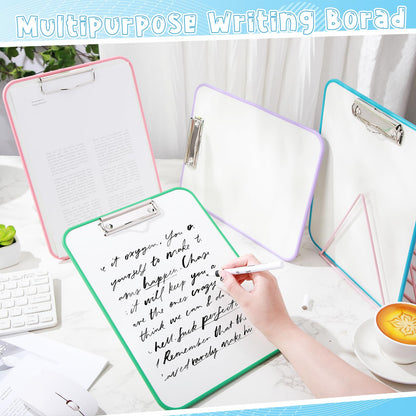 Seajan 4 Set Writing Slant Board with Stand, 15°-75° Desktop Whiteboard Dry Erase Clipboard 12x9 Inch Portable Reusable Handwriting Practice Teacher Office Supplies for Reading Drawing Studying