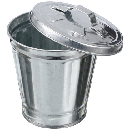 PRETYZOOM Mini Table Storage Jar Compact Desktop Trash can with Lid Small Metal Waste Container Multifunctional Flower Pot and Pen Holder for Home Office Dorm