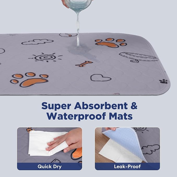 Washable Pee Pads for Dogs, Extra Large 72"x72" Super Absorbent Reusable Training Dog Pads, 100% Waterproof Non-Slip Large Dog Mat for Training, Whelping, Housebreaking, Incontinence, Playpen, Crate