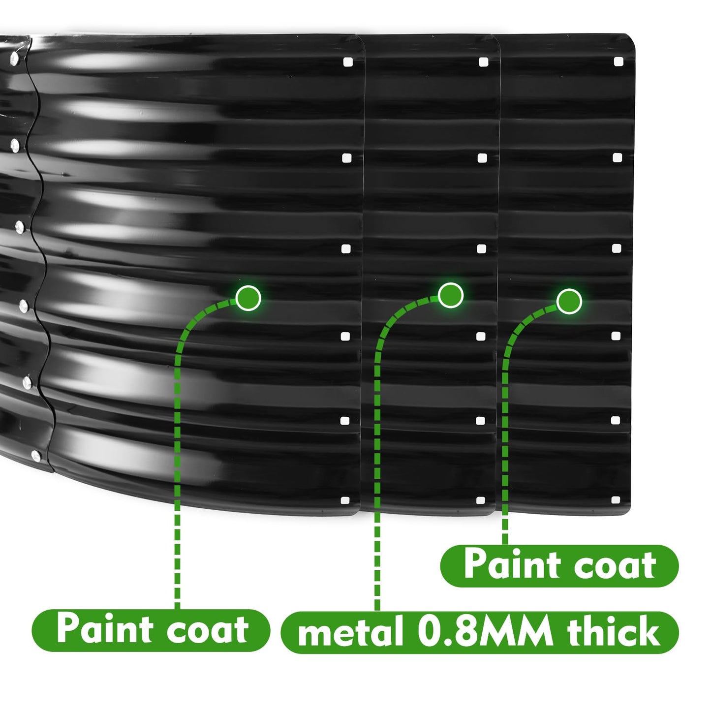YSEJOMP 17" Tall Round Outdoor Garden Raised Garden Bed Kits-0.8MM Thick Metal Raised Planter Bed/Ground Planter Box for Variety of Flowers,Herbs,Vegetables,Trees (Black, 32 Dia X 16.5 inches)
