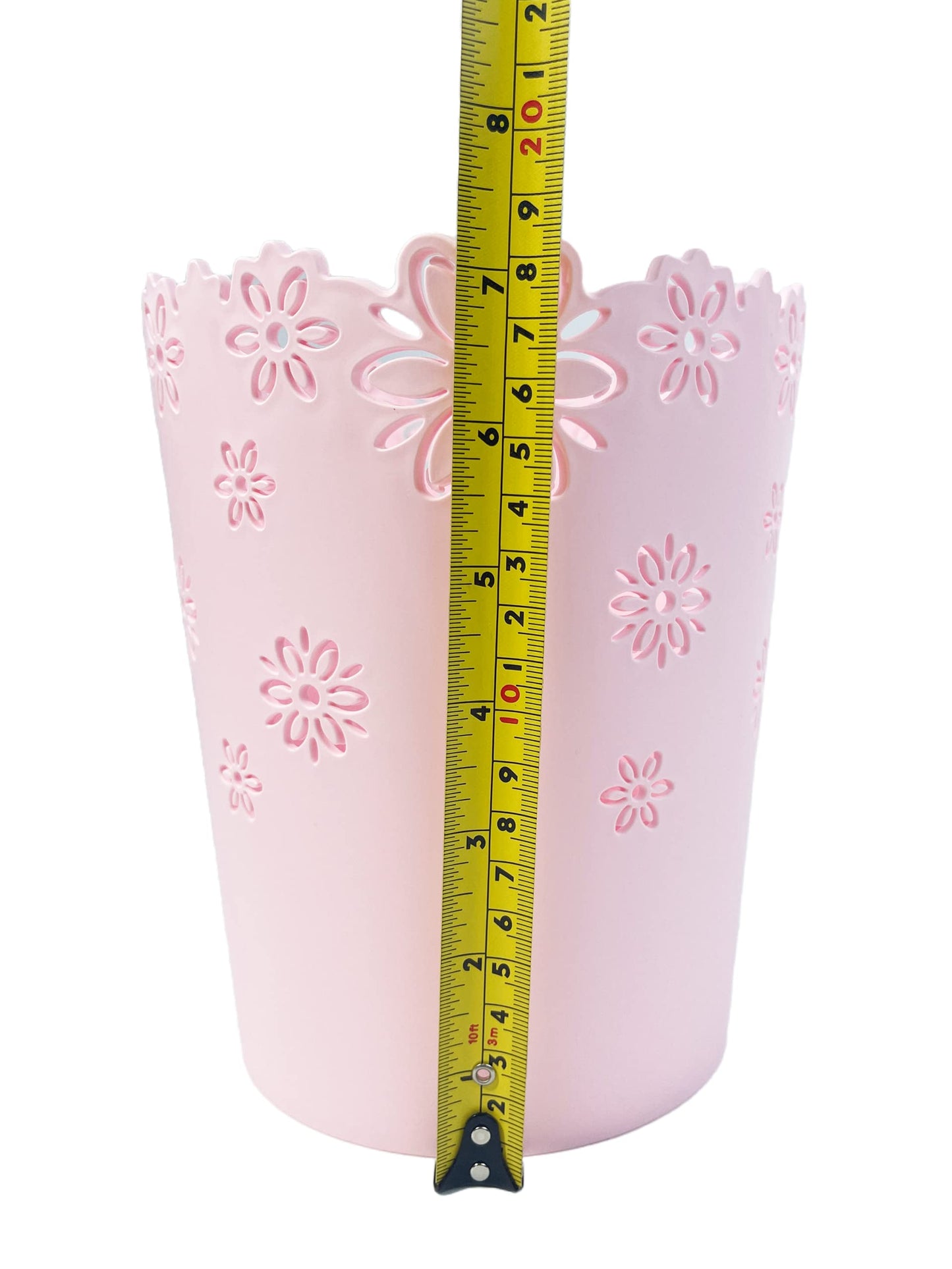AORNTAE Wastebasket, Hollow Flower Shape Plastic Lidless Wastepaper Baskets Trash Can (Pink, Mini)