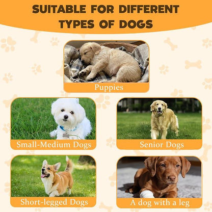 3 Pack Wooden Dog Ramp for Stairs,13L*9W*5H''+26°Slope,Fit for Stair 9-11D''5-7''H,Friendly to Short-Legged/Small/Injured/Aged Dogs with High Support,with Anti-Slip Pads for Climbing Safely