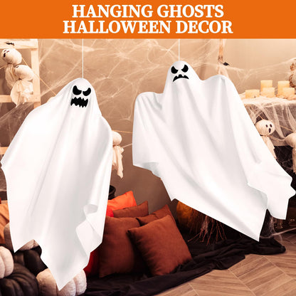 3 Pack Halloween Hanging Ghosts Decor, Outdoor Hanging Ghosts, Ghost of Halloween Decorations, 28" Flying Ghost Halloween Party Decor for Front Yard Patio Lawn Garden Trees Indoor Outside Holiday