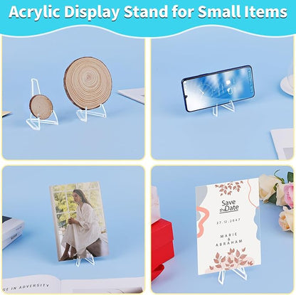 Reastar Card Display Stand, 20 Pack Small Easel Stand, Acrylic Picture Holder Stands for Coin Graded Card Sports Card Trading Card (2.7Inch), clear