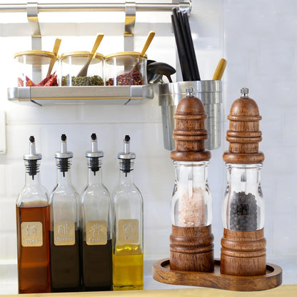 BINHAI Salt and Pepper Wood Mill Tray, Retro Colour Pepper Grinder Rest, Work Surface and Dining Table Protector (Pepper Mill not Included)