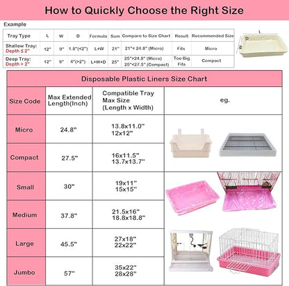 Small Animal Cage Liners Disposable, 50 PCS Large Rabbit Cage Tray Liner Pet Litter Pan Bags Plastic Film Cover for Guinea Pig Bunny Bird Chinchilla Hedgehog (Medium)