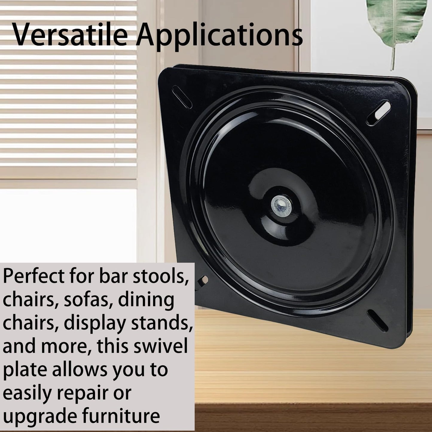AeKeatDa 2 Pack 8 Inch Heavy Duty Bar Stool Swivel Plate Replacement 360 Degree Swivel Square Turntable Base 8 Inch Ball Bearing Swivel for Swivel Chairs, bar Chairs, Rotating Brackets and More