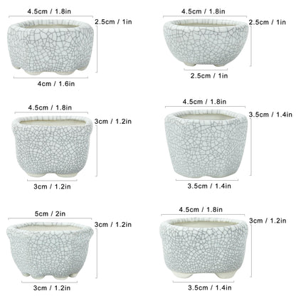 Bonsai Planter 1.8 inch (4.5cm) Mini Succulent Glazed Pots Set of 12 Gray White