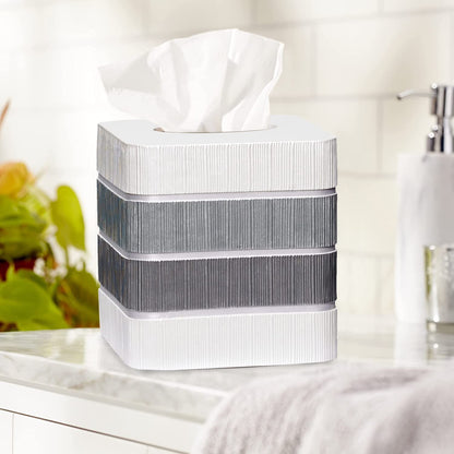 Modern Line Stylish Tissue Box Holder - Modern Classic Luxury Decor with Western Design - Square Tissue Cover for Bathroom, by Zahari Home
