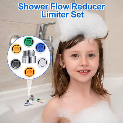 PAGOW 10 Shower Flow Reducer Limiter Set, gpm 1.5/1.8/2.0/2.2/2.5/3.0 Shower Head Flow Restrictor, 2 Pcs Washers, 2 Pcs 1/2 Inch Restrictor Valves, Water Flow Saver Adapter Set for Handheld Shower