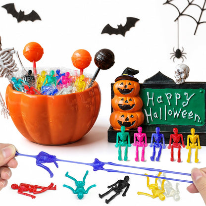 Halloween Party Favors Goodie Bag Boo Basket Stuffers Squishies for Kids, 36 PCS Halloween Stretchy Skeleton Decorations for Birthday Classroom Party,Non-Candy Treats Squishy Skull Toys for Boys Girls