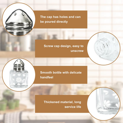 FYSUIMU 24Pcs Cielito Lindo Mini Salt and Pepper Shakers Mini Glass Spice Jars Platos De Barro Flower Seasoning Container for Kitchen Restaurant Mexican Party Favors