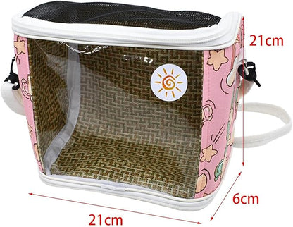 Bird Carrier Shoulder Bag Crossbody Bag Travel Parrot Cage for Trips Traveling Hiking, Pink