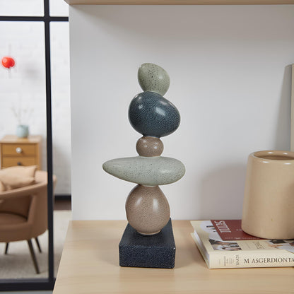 LAIKEARTS 13'' Abstract Rock Decorative Sculpture Ornament, Sandstone Statue Decor for Living Room, Modern Resin Stone Sculpture,Coffee Table Decoration,Gifts for Good Luck, Health, Strength