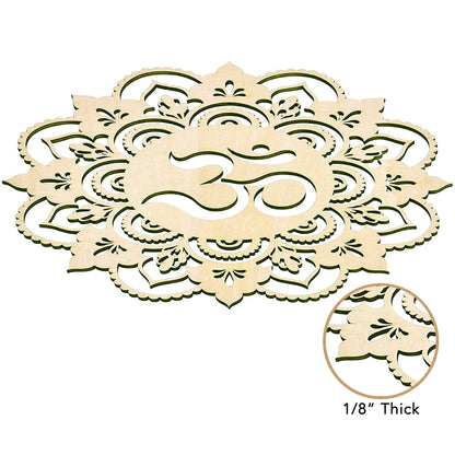 Fourth Level MFG 12" Sacred Om, Sacred Geometry Wood Wall Art, Sacred Sound Symbol, Mandala, Zen Home Decoration for Yoga and Meditation, Good Chakra Energy Spiritual Altar Decor