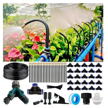 Drip Irrigation Kit Automatic Watering System for Potted Plants, 360 Degree Adjustable Copper Micro Sprinklers, Quick Connect Tubing Fittings for Garden, Lawn, Patio, Balcony (100 FT)
