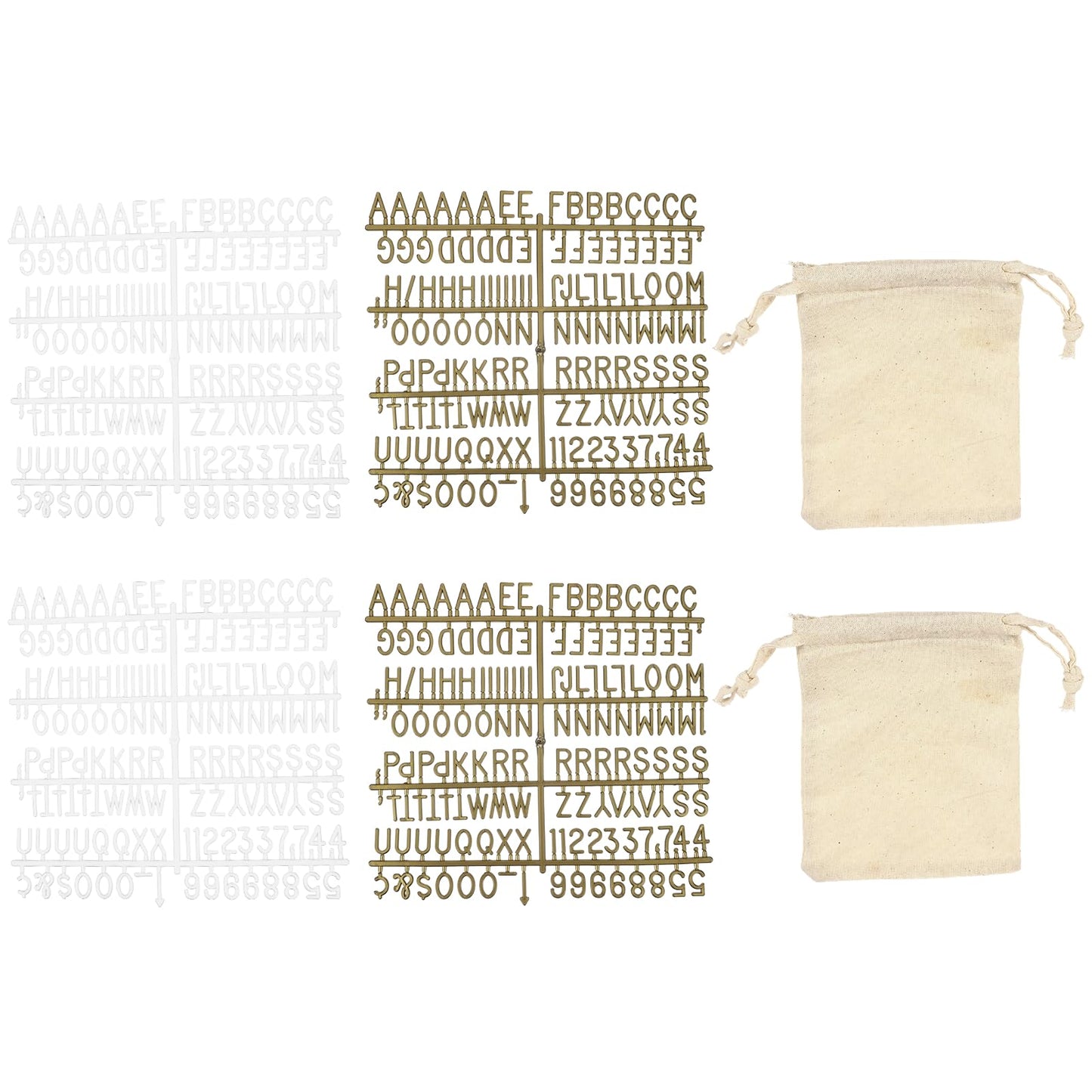 PATIKIL 588 Piece Plastic Letters Set for Felt Letter Board, White/Bronze Alphabet Message Board Accessories Including Letter Numbers with Restraint Strap for Cafe, Wedding, Birthday