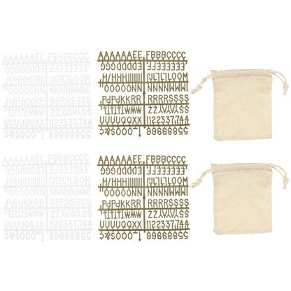 PATIKIL 588 Piece Plastic Letters Set for Felt Letter Board, White/Bronze Alphabet Message Board Accessories Including Letter Numbers with Restraint Strap for Cafe, Wedding, Birthday