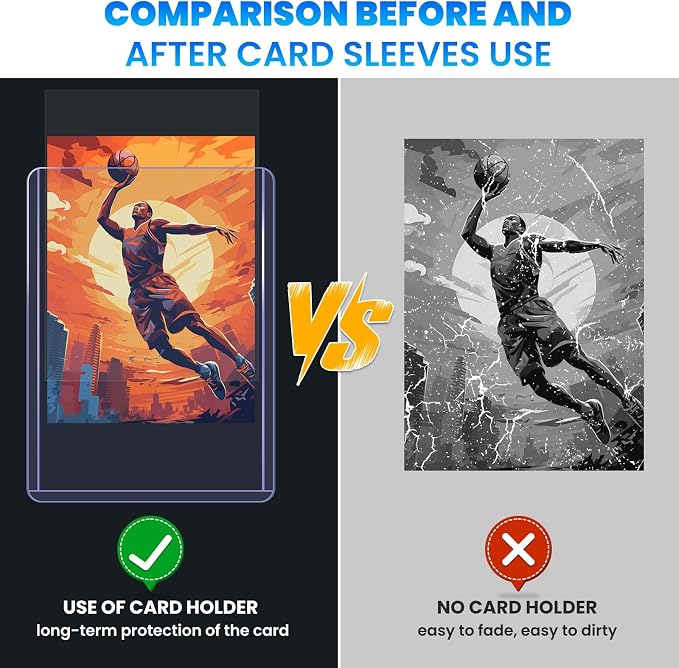 600 Card Sleeves Top Loaders for Cards, 3" x 4" Hard Plastic Toploaders, Baseball Card Protectors, Trading Card Holder for Football Sports Cards (300 Toploaders + 300 Penny Sleeves)