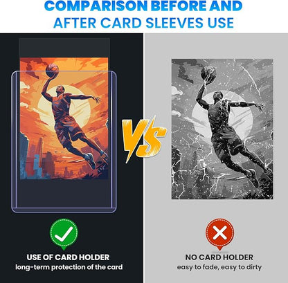 2000 Card Sleeves Top Loaders for Cards, 3" x 4" Hard Plastic Toploaders, Baseball Card Protectors, Trading Card Holder for Football Sports Cards (1000 Toploaders + 1000 Penny Sleeves)