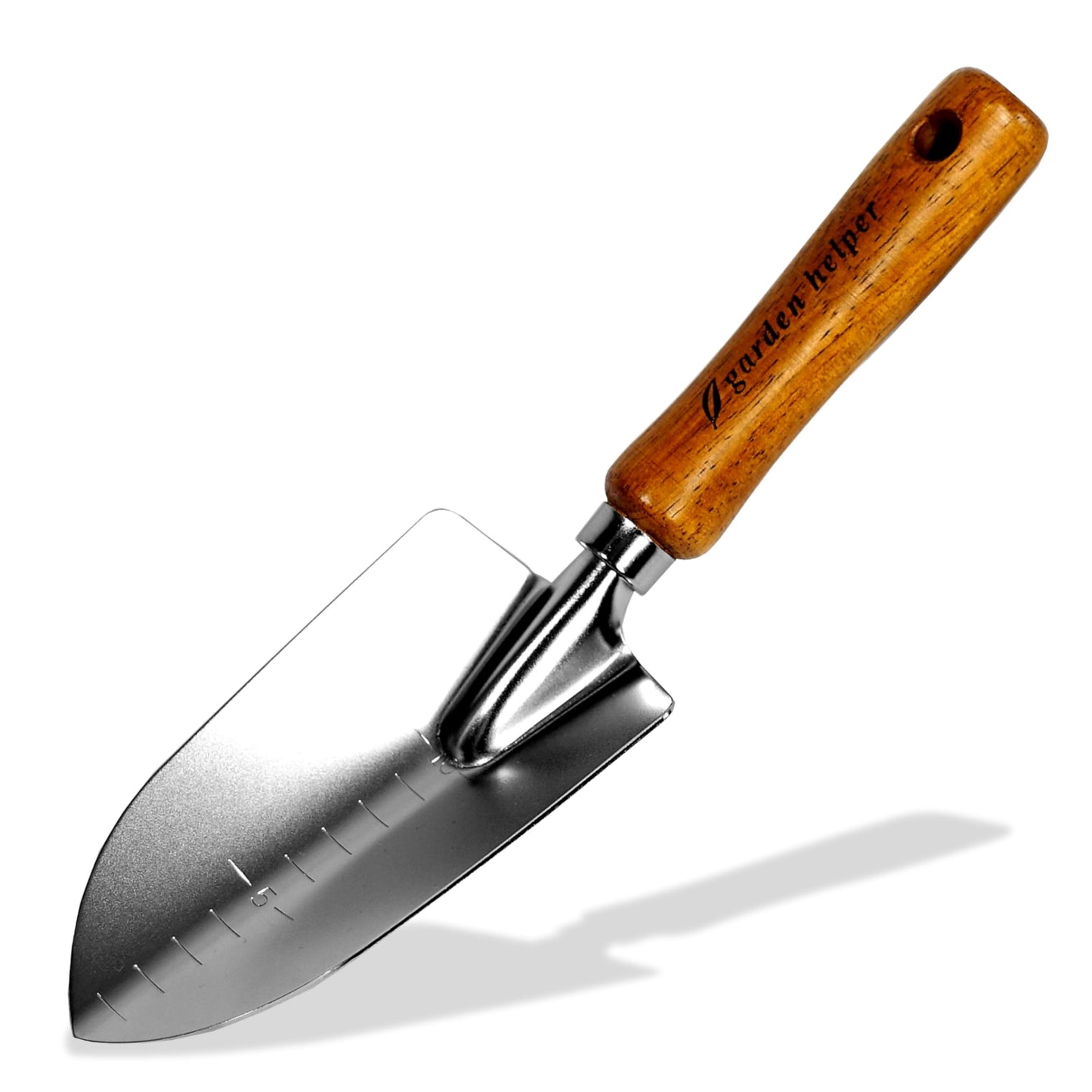 Japanese Garden Trowel Heavy Duty Japanese Steel with Wood Handle, Garden Transplanter Tool for Digging, Scooping, Transplanting, Made in Japan, Large Silver