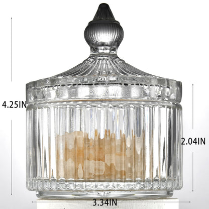 Crystal Glass Salt Cellar with Lid – 7oz Clear Salt Box Salt and Pepper bowls, Salt Container Holder for Kitchen, glass Storage jars for Candies, Sugar, Decorative Kitchen & Dining Table Essential