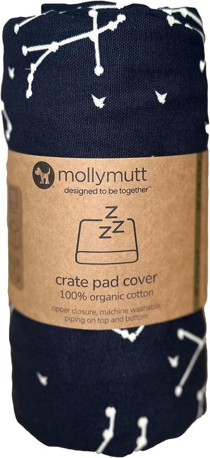 Molly Mutt Dog Crate Pad Cover, 100% Cotton Canvas Cover for Dog or Puppy Crate Bed, Durable, Washable, and Free of Harmful Chemicals, Pre-Shrunk, 54"x37"x2.5", Rocketman