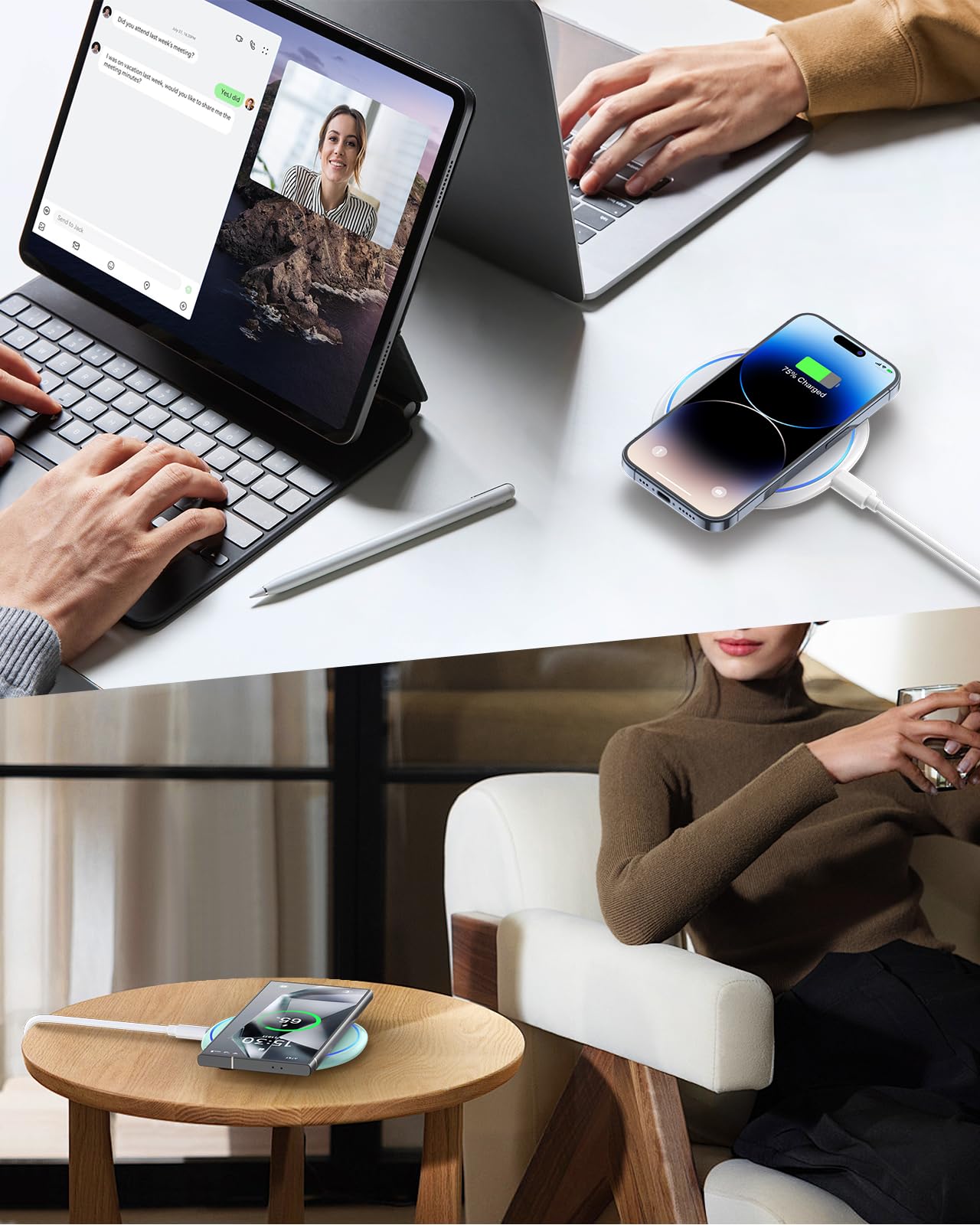 NANAMI Fast Wireless Charger [2 Pack] - Qi Certified Wireless Charging Pad for iPhone 17/17 Pro/17 Pro Max/16/15/14/13/13 Pro/12,10W for Samsung Galaxy S25/S25 Ultra/S24/S24 Ultra/S23/S22, New Airpods