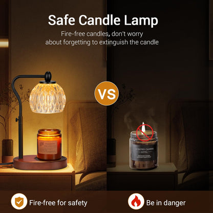 NVRGIUP Candle Lamp with Timer & Dimmer - Height Adjustable for Scented Candles, with 2 * 50W Bulbs - Home Decor Gift for Mothers Day (Black)