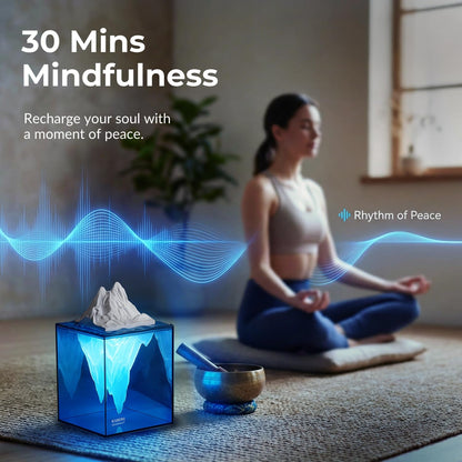 Calming Iceberg Essential Oil Stone Diffuser & Mood Lamp, Silent Flameless Aromatherapy Night Light, Minimalist Zen Decor for Stress Relief, Mindfulness & Meditation Gift (Glacier Blue)
