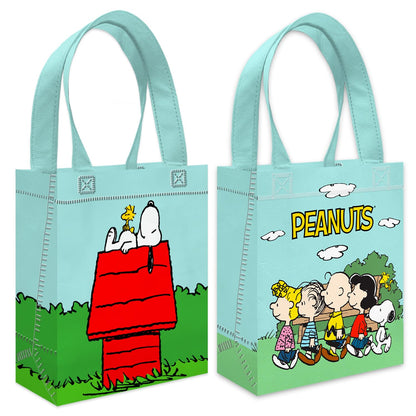 Peanuts Party Favor Bag Set – 12 Pack of 8" Snoopy Goodie Bags for Kids Bulk Reusable Mini Totes | Peanuts Birthday Supplies for Boys, Girls