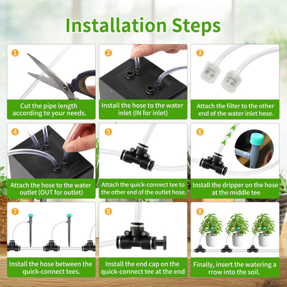DAOTAILI Plant Watering Devices - Dual Pump Automatic System for 20 Pots, 30-Day Smart Timer with USB-C Charging – Ideal for Indoor Gardens & Balconies