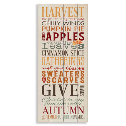 Stupell Industries Fall Halloween Holiday Pumpkin Word Wood Texture Design, Designed by Stephanie Workman Marrott, 10 x 24, Canvas Wall Art